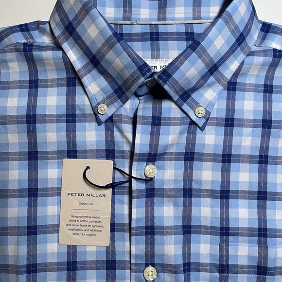 Peter Millar Other - Peter Millar Men Crown Lite Performance Tech Shirt Stretch Check Size M